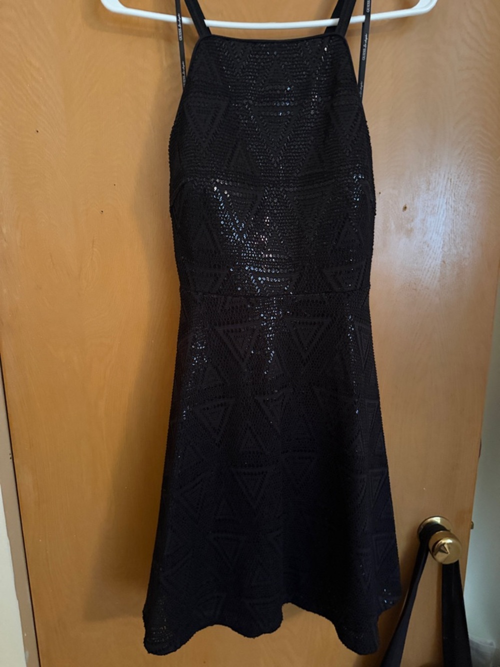 Like New Sz 6 Guess Black Sequin fit and flare skater Dress